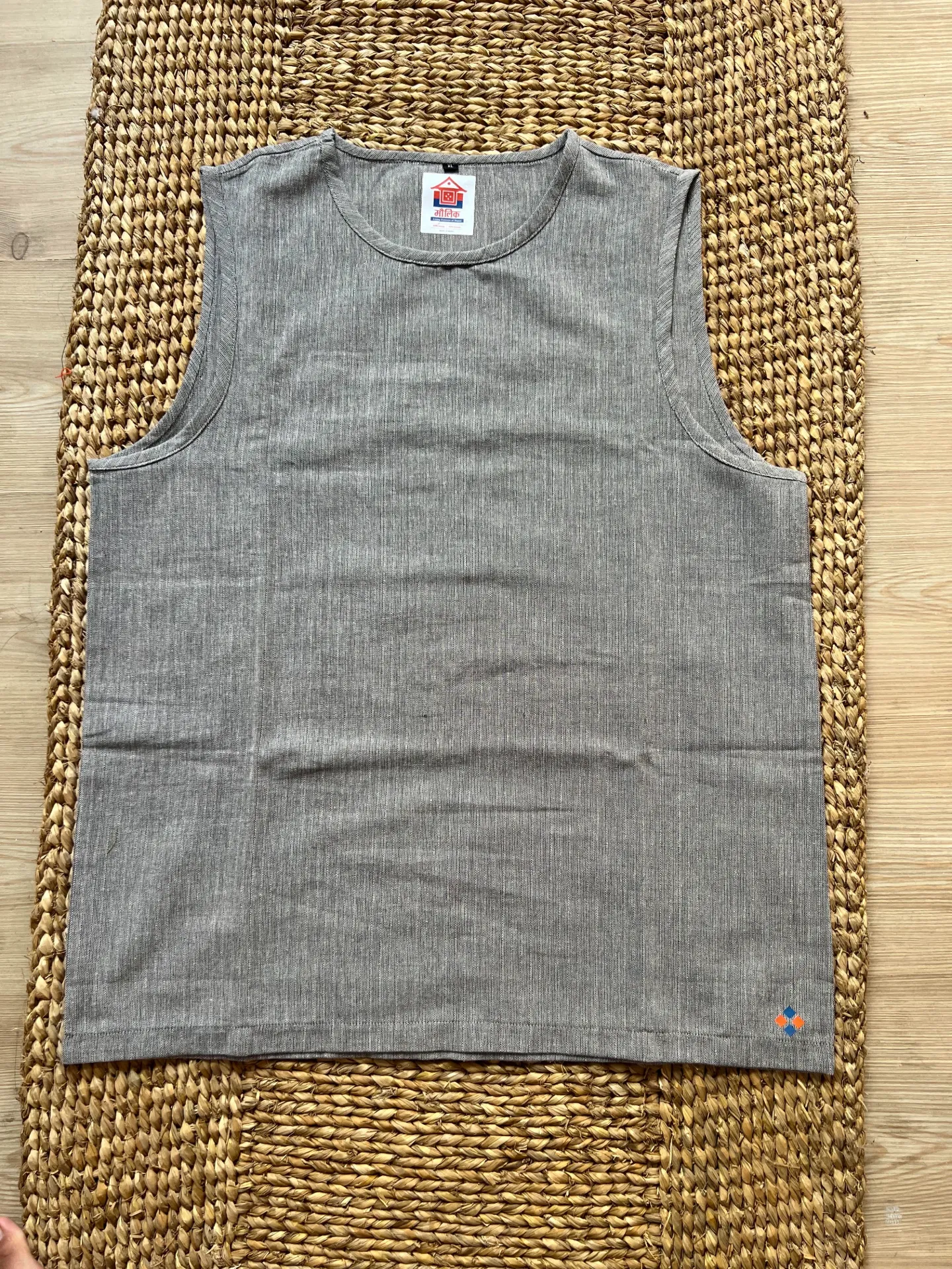 [HEM018-M] Men’s Natural Hemp Vest for Everyday Use (Grey, M)