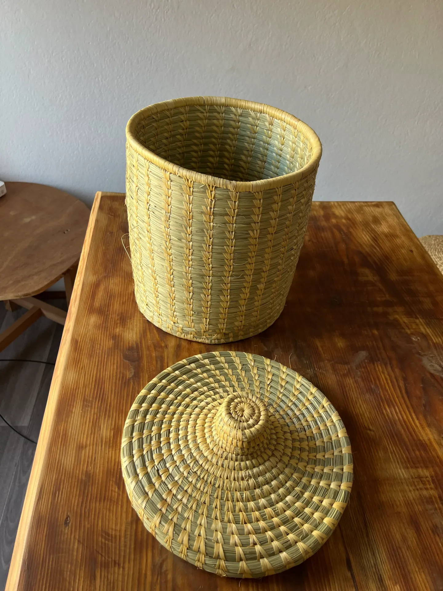 [KAS007] Handmade  reed & wild grass  Dry Wastebasket & Storage Bin with cover