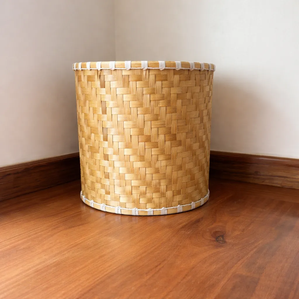 [BAM007] Handwoven Bamboo Dust Bin – Eco Waste Basket