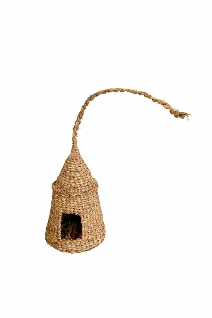 [STR008] Rustic Straw Bird House – Natural Outdoor Shelter